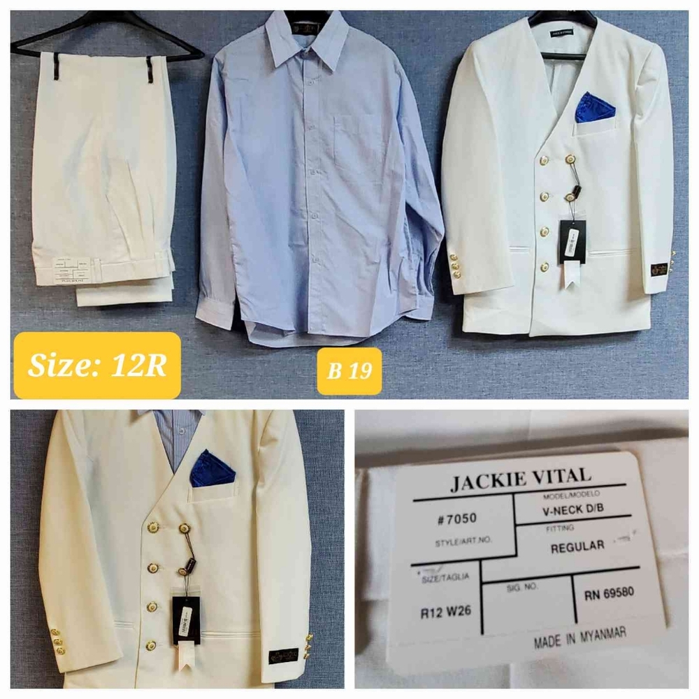 3 Piece Boys Suit | Brand:  J. Vital | Color:  White | RRR Apparel